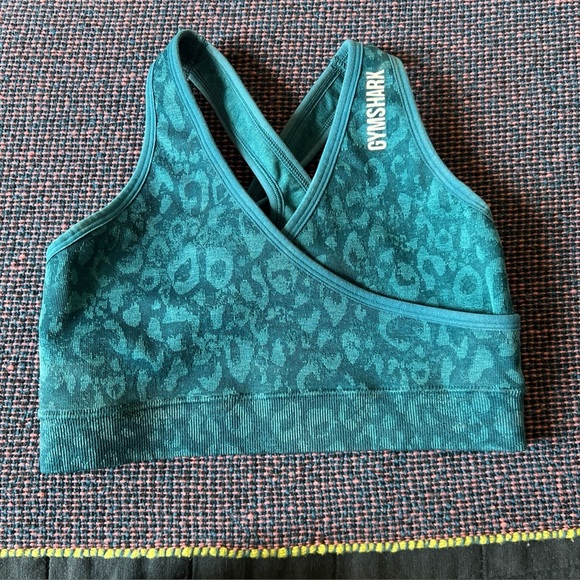 Gymshark Other - Gym Shark Crisscross Teal Leopard Sports Bra - Size Small